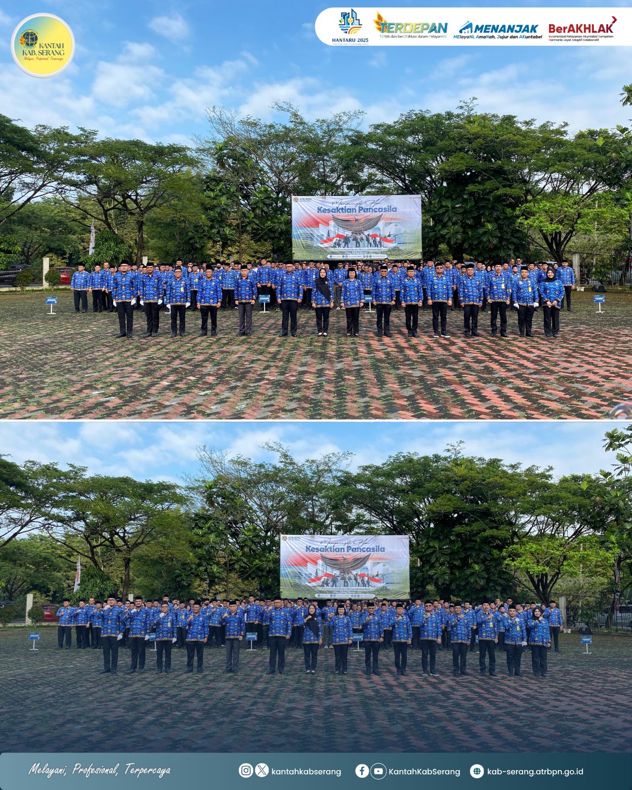 Kepala Kantor Pertanahan Kabupaten Serang, Bapak Elfidian Iskariza bersama jajaran mengikuti upacara peringatan Hari Kesaktian Pancasila Tahun 2025 