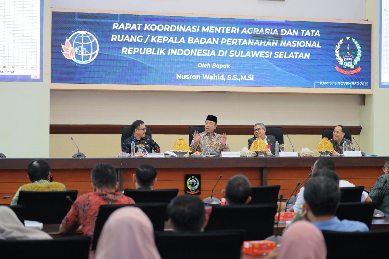 Percepat Penyelesaian Persoalan Tanah dan Ruang, Menteri Nusron Adakan Rakor dengan Kepala Daerah Se-Sulsel