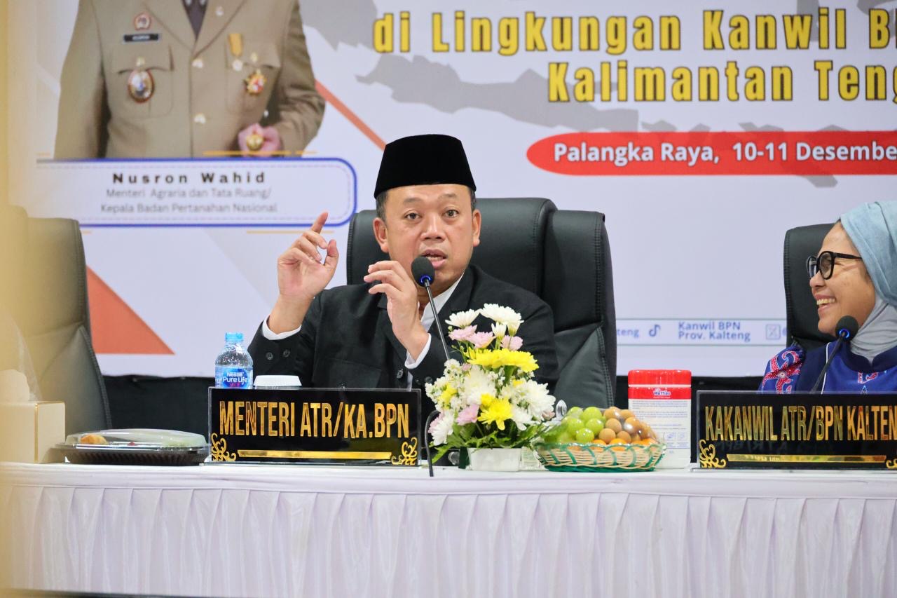 Pembinaan di Kanwil BPN Provinsi Kalteng, Menteri Nusron Minta Pelayanan Pertanahan Adaptif, Cepat, dan Bersih